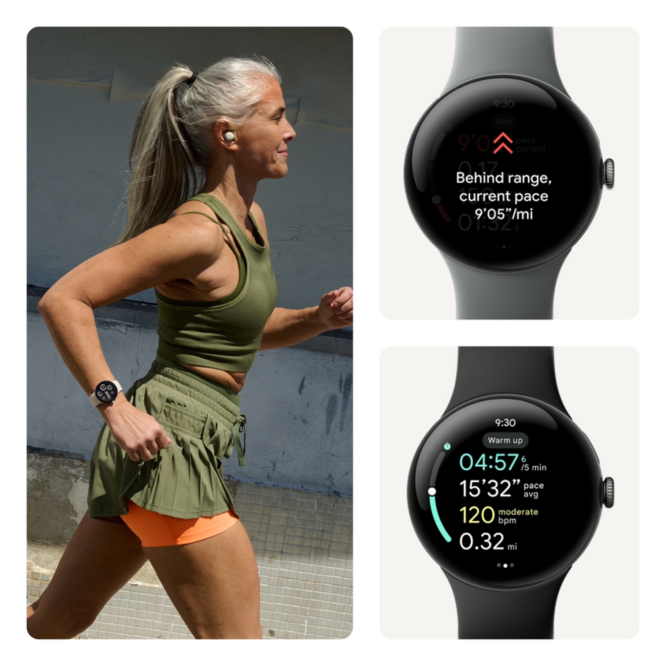 Person running with Google Pixel Watch 3.